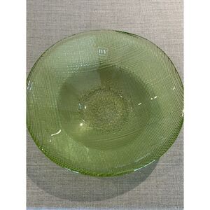 IVV Italy 7.50 INCH Glass‎ Cross-Hatch Design BOWL MADE IN ITALY Green
